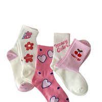 Women's Casual Japanese Style Sweet Letter Fruit Flower Cotton Crew Socks A Pair main image 2