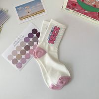 Women's Casual Japanese Style Sweet Letter Fruit Flower Cotton Crew Socks A Pair sku image 3