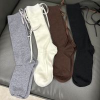 Women's Casual Solid Color Bow Knot Wool Crew Socks A Pair main image 1