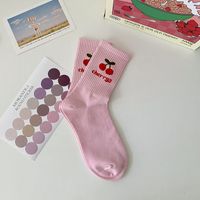 Women's Casual Japanese Style Sweet Letter Fruit Flower Cotton Crew Socks A Pair sku image 2