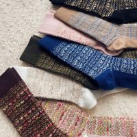 Women's Japanese Style Lattice Wool Crew Socks A Pair main image 3