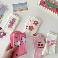 Women's Casual Japanese Style Sweet Letter Fruit Flower Cotton Crew Socks A Pair main image 4