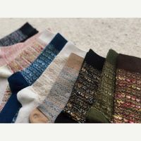 Frau Japanischer Stil Gitter Wolle Crew Socken Ein Paar main image 2