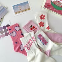 Women's Casual Japanese Style Sweet Letter Fruit Flower Cotton Crew Socks A Pair main image 5