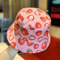 Women's Cute Pastoral Strawberry Printing Wide Eaves Bucket Hat sku image 1
