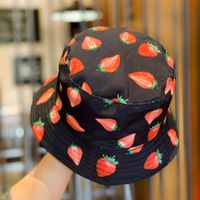 Women's Cute Pastoral Strawberry Printing Wide Eaves Bucket Hat sku image 2