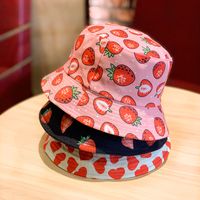 Women's Cute Pastoral Strawberry Printing Wide Eaves Bucket Hat main image 4