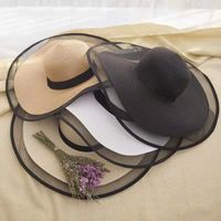 Women's Cartoon Style Cute Simple Style Solid Color Straps Big Eaves Straw Hat main image 1