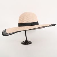 Women's Cartoon Style Cute Simple Style Solid Color Straps Big Eaves Straw Hat main image 4