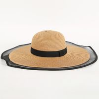 Women's Cartoon Style Cute Simple Style Solid Color Straps Big Eaves Straw Hat sku image 3