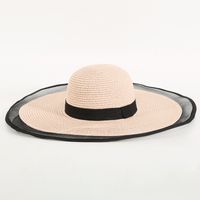 Femmes Style De Bande Dessinée Mignon Style Simple Couleur Unie Les Bretelles Grand Avant-toit Chapeau De Paille sku image 2