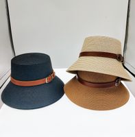 Women's Pastoral Simple Style Solid Color Belt Buckle Wide Eaves Straw Hat main image 5