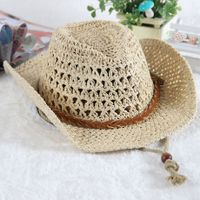 Children Unisex Adults Vacation Solid Color Crimping Straw Hat sku image 1