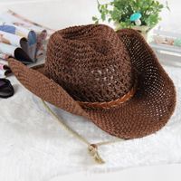 Children Unisex Adults Vacation Solid Color Crimping Straw Hat sku image 3