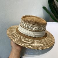 Unisex Retro Simple Style British Style Color Block Wide Eaves Straw Hat sku image 3