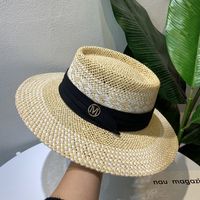 Unisex Retro Simple Style British Style Color Block Wide Eaves Straw Hat sku image 15