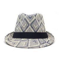 Men's Retro Ethnic Style Lingge Straps Crimping Fedora Hat main image 4