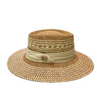 Unisex Retro Simple Style British Style Color Block Wide Eaves Straw Hat main image 4