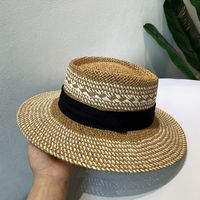 Unisex Retro Simple Style British Style Color Block Wide Eaves Straw Hat sku image 4