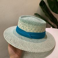 Unisex Retro Simple Style British Style Color Block Wide Eaves Straw Hat sku image 8