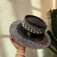 Unisex Retro Simple Style British Style Color Block Wide Eaves Straw Hat main image 3