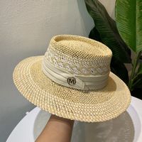 Unisex Retro Simple Style British Style Color Block Wide Eaves Straw Hat sku image 14