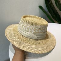 Unisex Retro Simple Style British Style Color Block Wide Eaves Straw Hat sku image 5