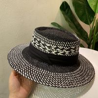 Unisex Retro Simple Style British Style Color Block Wide Eaves Straw Hat sku image 1