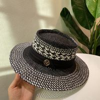 Unisex Retro Simple Style British Style Color Block Wide Eaves Straw Hat sku image 9