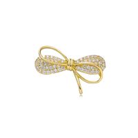 Elegant Simple Style Bow Knot Copper Inlay Zircon Women's Brooches main image 3