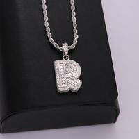 Classic Style Letter Stainless Steel Copper Plating Inlay Zircon Silver Plated Pendant Necklace sku image 10