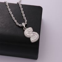 Classic Style Letter Stainless Steel Copper Plating Inlay Zircon Silver Plated Pendant Necklace sku image 11