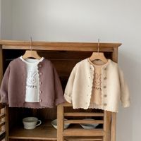 Basic Solid Color Cotton Girls Outerwear main image 5