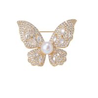 Lady Butterfly Copper Plating Inlay Zircon Women's Brooches main image 4