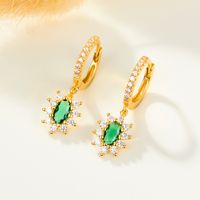 1 Pair Lady Oval Plating Inlay Sterling Silver Zircon 18k Gold Plated White Gold Plated Drop Earrings main image 3