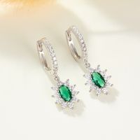 1 Pair Lady Oval Plating Inlay Sterling Silver Zircon 18k Gold Plated White Gold Plated Drop Earrings main image 2