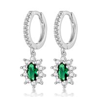 1 Pair Lady Oval Plating Inlay Sterling Silver Zircon 18k Gold Plated White Gold Plated Drop Earrings sku image 2