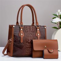 Women's Large Pu Leather Solid Color Classic Style Square Zipper Handbag sku image 4