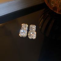 1 Pair Simple Style Solid Color Inlay Alloy Zircon Drop Earrings main image 1