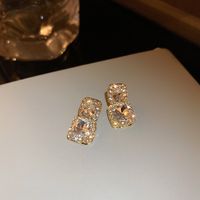 1 Pair Simple Style Solid Color Inlay Alloy Zircon Drop Earrings main image 3