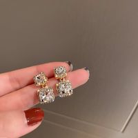 1 Pair Simple Style Solid Color Inlay Alloy Zircon Drop Earrings main image 5