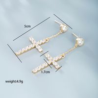 1 Pair Xuping Simple Style Classic Style Cross Plating Inlay Copper Alloy Artificial Diamond 14k Gold Plated Drop Earrings sku image 1