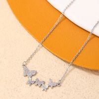 Elegant Simple Style Butterfly Stainless Steel Copper Inlay Zircon Pendant Necklace main image 4