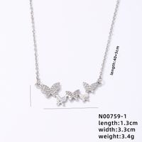 Elegant Simple Style Butterfly Stainless Steel Copper Inlay Zircon Pendant Necklace main image 2