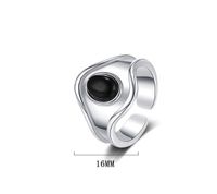 Simple Style Geometric Sterling Silver Plating Inlay Agate White Gold Plated Open Rings main image 2