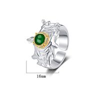 Retro Geometric Sterling Silver Plating Inlay Malachite 24k Gold Plated White Gold Plated Open Rings main image 2
