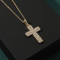 Simple Style Cross Copper Inlay Zircon Pendant Necklace main image 4