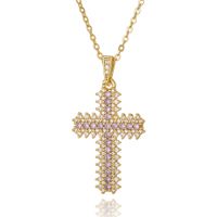 Simple Style Cross Copper Inlay Zircon Pendant Necklace main image 6