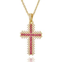 Simple Style Cross Copper Inlay Zircon Pendant Necklace sku image 2
