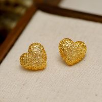 1 Pair Simple Style Heart Shape Copper 18K Gold Plated Ear Studs main image 4